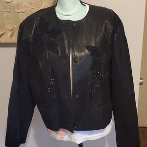 Vintage embossed leather floral coat,